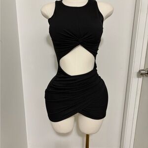 Black Twist Cutout Mini Dress NWOT XS
